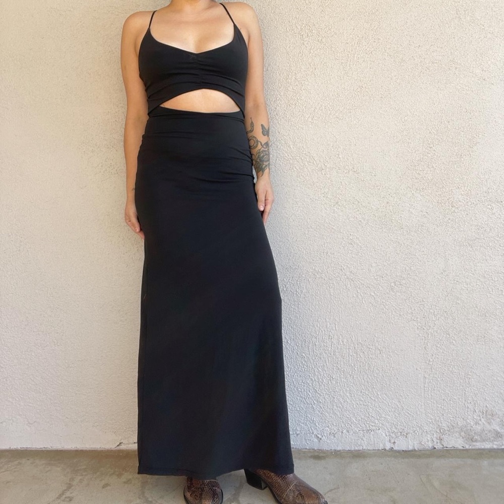 RARE STYLE Vintage 90s Maxi Black Cutout Dress